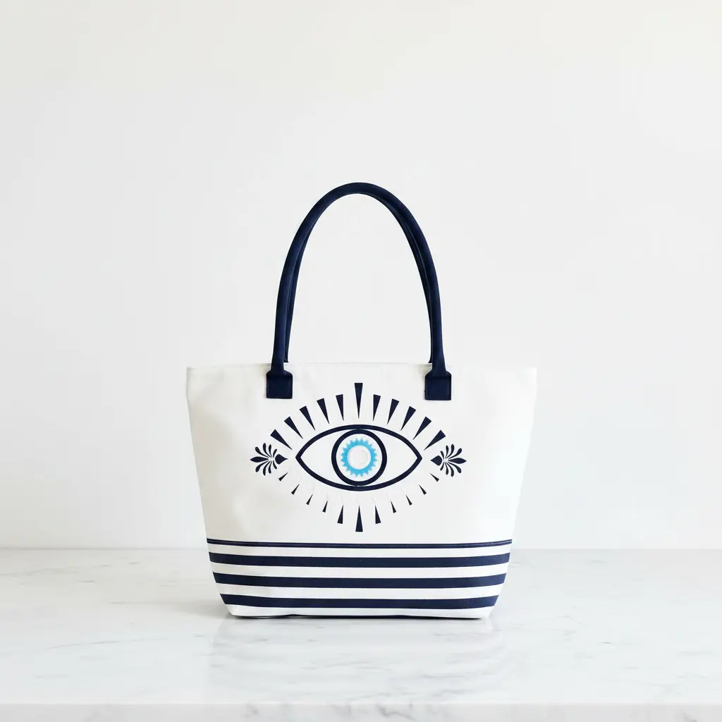 The Mara Bag — Coastal Radiance Evil Eye Cotton Tote