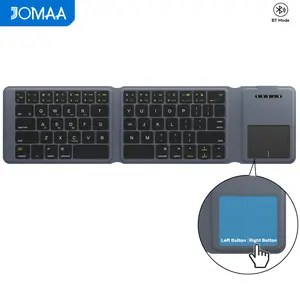 JOMAA Tri-Folding Wireless Bluetooth Keyboard with Touchpad Left Right Button Travel Office Portable Rechargeable Foldable Keyboard for Desktop/laptop/computer