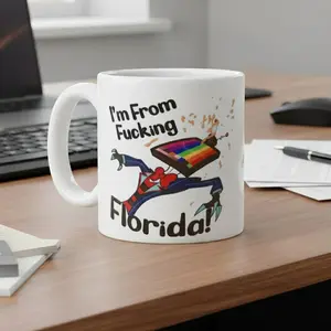[Sale Up To 30%] Hazbin Hotel Mug - "I'm From Florida" - Vox & Valentino Quote - Ceramic Coffee Cup Stylish