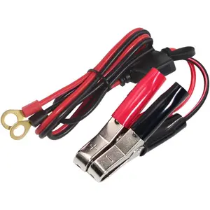 Alligator Clips Battery Terminals-Battery Alligator Clips for O Ring Terminal Harness Wire 2 Pin Lug Cable 16AWG, Eyelet Terminal Harness Extension Charge Cord 15A Fused (3ft)