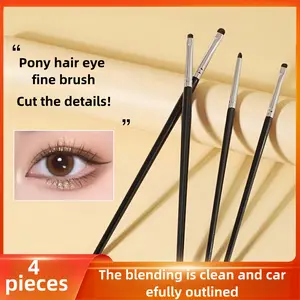 Four-Piece Eyeshadow Brush Set, Fine Detail Eye Liner and Lash Brushes, Horse Hair, Portable, No Scent, for Eye Makeup, Eyelash Brush