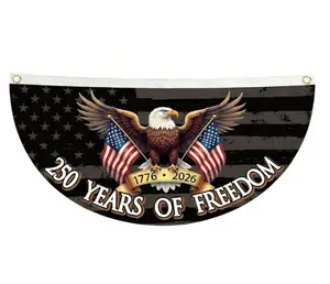 USA 250th Anniversary Weatherproof Polyester Half Circle Fence Banner, 1776-2026 Patriotic Bunting Flag, Fourth Of July Independence Day Outdoor Decoration, Porch Party Decor, 250th Anniversary Gift