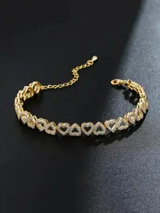 Women's Elegant Artificial Zircon Decorated Heart Design Bracelet, Fashion Jewelry Accessories for Party, Daily Clothing Decor for Girl