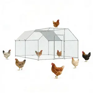 AECOJOY Extra Large Metal Chicken Coop with Waterproof Cover, Walk-in Poultry Run Cage for Yard Backyard Farm, Suitable for 15-20 Chickens Ducks Geese