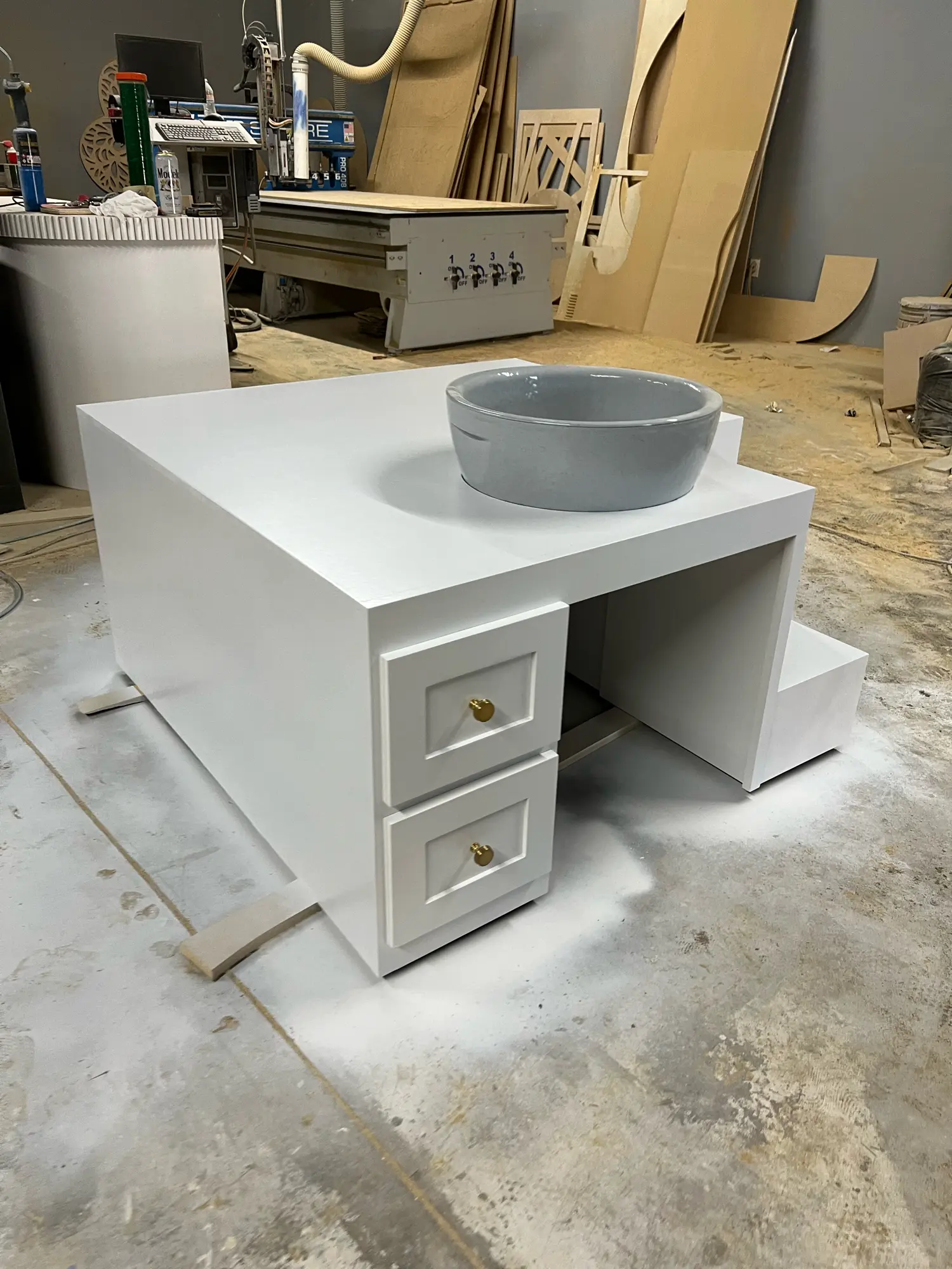 Pedicure Table 44x44x26 Inches White Black Pink Color Options with Drawers Bowl Not Included