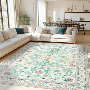 JAKOLIVE Oriental Traditional Pink Tapestry Floor Carpet with Versatile Home Decor, Machine Washable, Suitable for Living Room, Bedroom, Hall, Bathroom, Kitchen, Laundry Room Eye-Catching Artistic Abstract Area Rug for Living Room