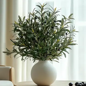 8 count 24" Artificial Olive Branches, Realistic  Olive Tree Branches with 712 Silk Leaves & 4 Olives, Bendable Stems for Vase Fillers, Wedding Centerpieces, Farmhouse  Decor - No Vase