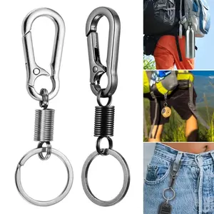 Spring Keychain Climbing Hook Metal Vintage Keyring, Durable Spring Design, Ideal for Everyday Use & Outdoor Activities