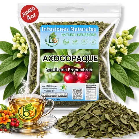 Axocopaque Herbal Tea (4 oz) - VIRAL 100% Natural Gaultheria Mexican Leaves - Authentic Traditional Loose Leaf Tea from Mexico - Caffeine-Free, Non-GMO, Vegan - Farm-Grown