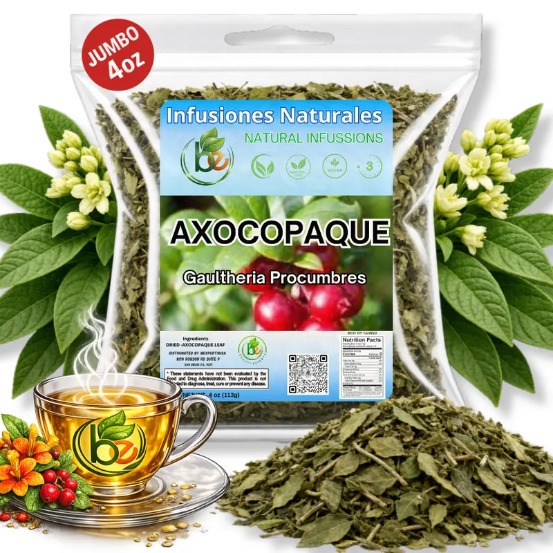 Axocopaque Herbal Tea (4 oz) - VIRAL 100% Natural Gaultheria Mexican Leaves - Authentic Traditional Loose Leaf Tea from Mexico - Caffeine-Free, Non-GMO, Vegan - Farm-Grown