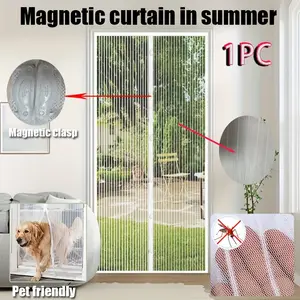 Magnetic Door Curtain, Summer Mosquito Netting, Self-Adhesive No Drilling Required, Pet-Friendly Silent Magnetic Screen Door Panel