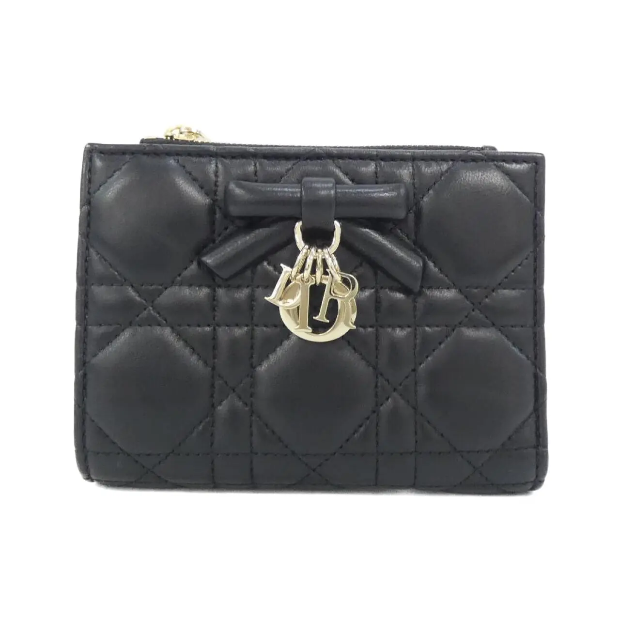 Pre-owned Dior Lambskin Small Leather Goods Christian Lady Wallet