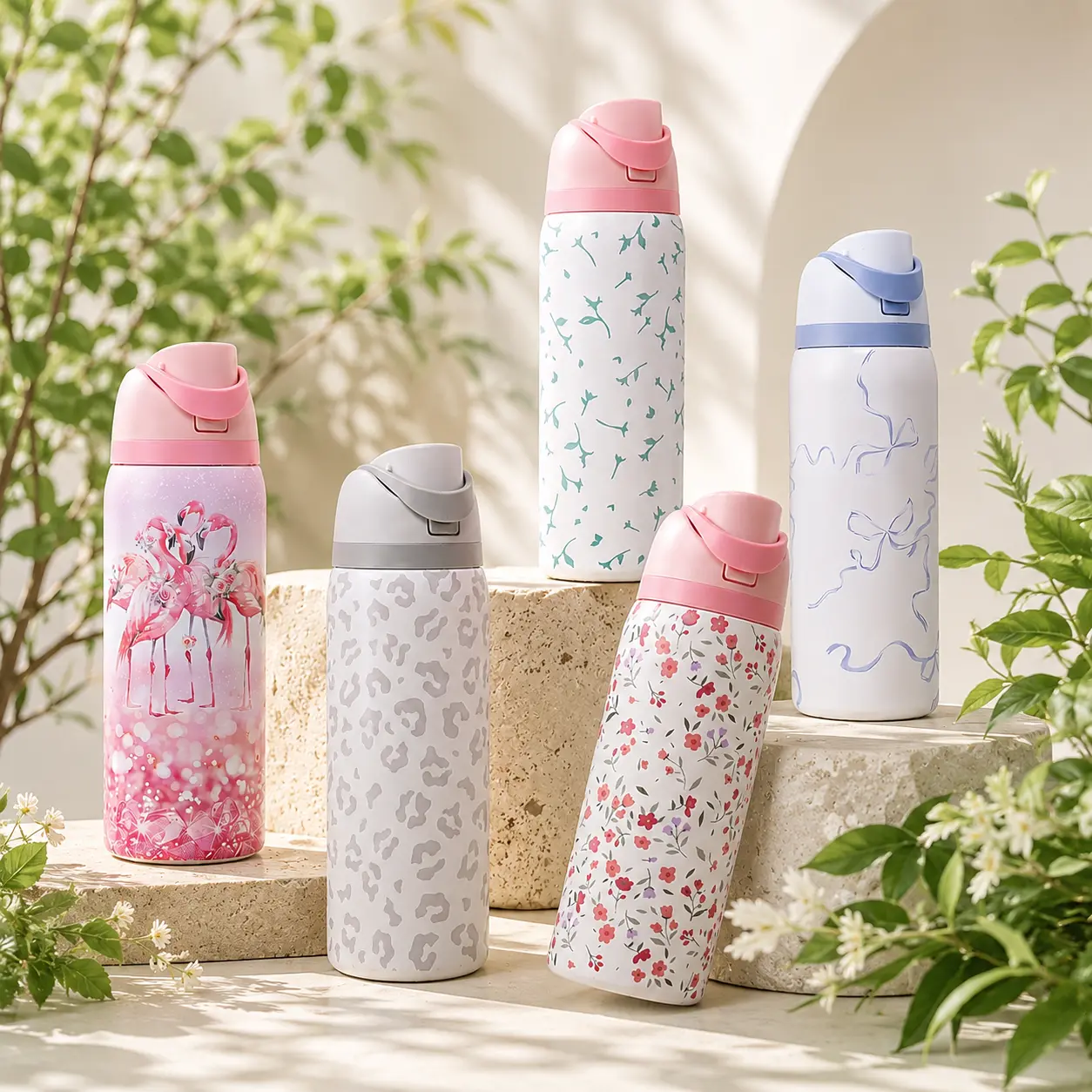 Sylene 32oz Insulated Water Bottle with 2-in-1 Straw & Spout Lid, Leak-Proof, BPA-Free, Non-Slip Base, Stainless Steel Travel Mug for School, Office & Outdoor