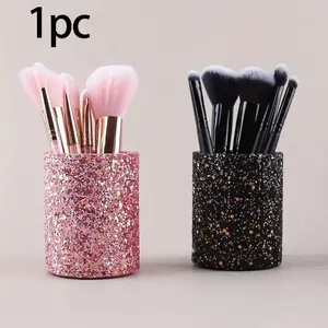 1pc Makeup brush storage tube Desktop dresser makeup and nail shop Dustproof makeup brush flash drill nail brush eyebrow brush storage tube, desktop dresser decoration bucket, writing and painting storage tube, Makeup Tool Organizer