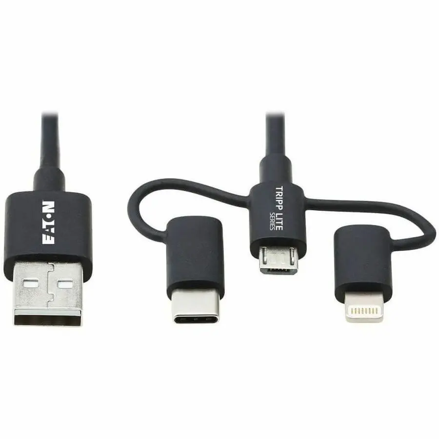 Tripp Lite 6ft USB-A to Lightning USB Micro-B and USB-C Sync/Charge Cable Black