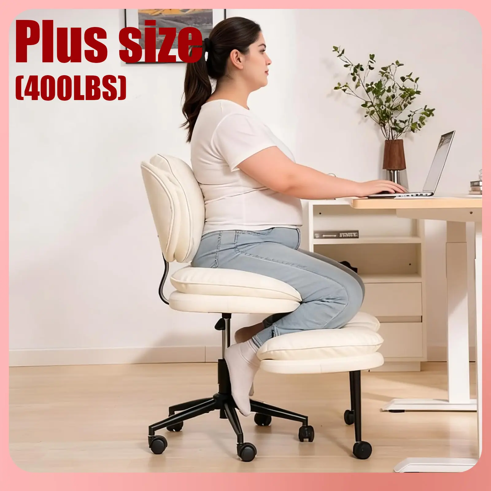 【Plus Size】HOMRELEXA Oversized Ergonomic Cross Legged Swivel Chair, Adjustable Height and PU Leather, corduroy materials, Meditation Chair with Back Support, Kneeling chair, meditation chair Home and Office Sit Stand Desk Computer Desk summerwins
