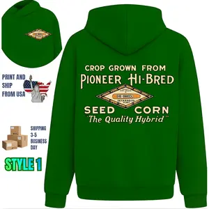 Pioneer Hi Bred Seed Corn Hoodie, 2 Sides, vintage farming label art, oversized Hoodie for men, agriculture workwear style, gift for farmers