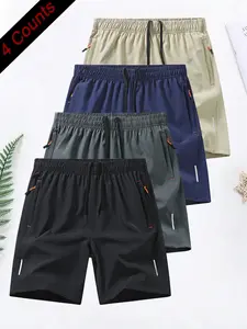 Men's Plain Casual Shorts, Zip Pocket, Lightweight Breathable Comfort, Summer Daily Wear, Quick-Dry Gym Shorts for Outdoor Activities