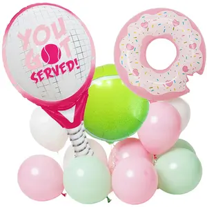 Tennis Donut Birthday Kit Pink & Green You Got Served Foil Balloons for Game Set Match Party