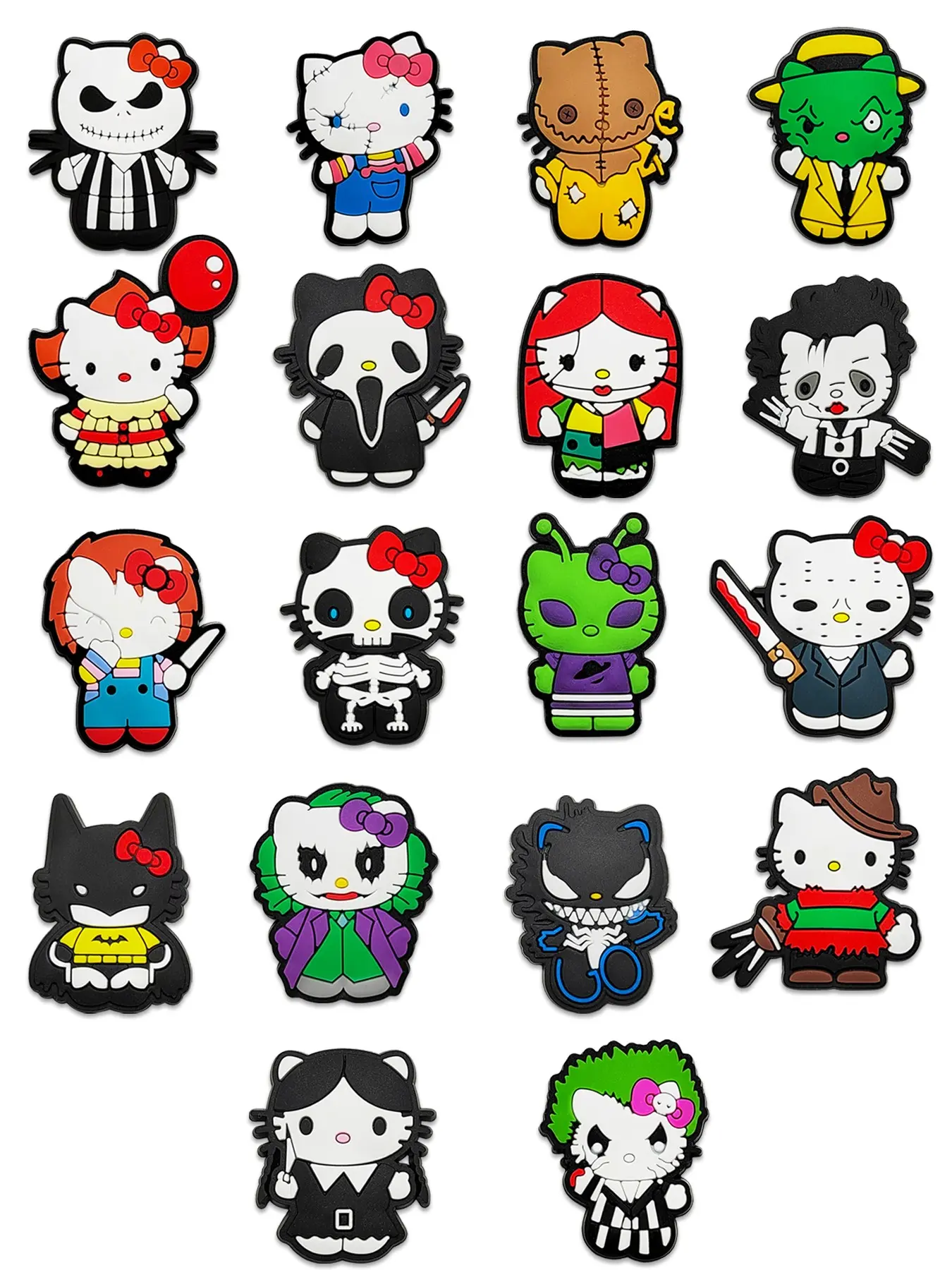 Kitty Halloween PVC Cartoon DIY Shoe Charms Set, Decorative Shoe Accessories, Decorative Classic Sandals, Family Children Home Party Christmas Gift