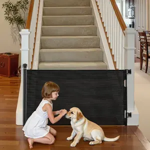 VEVOR Retractable Baby Gate, Extends to 72.8 inch Wide, 38.5 inch Tall, with Security Lock, Easy to Use, Walk Through Without Tripping, Mesh Dog Gate for Stairs, Hallways, Indoor/Outdoor, Black
