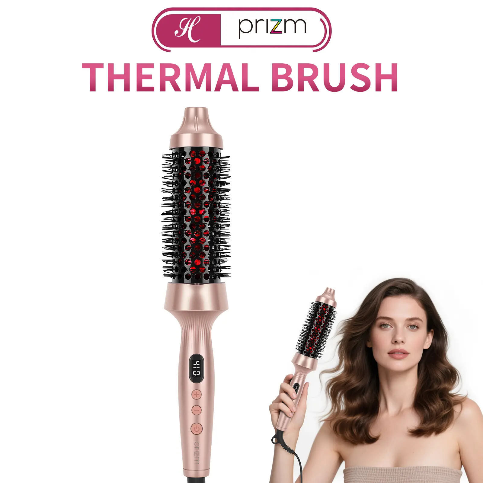 【UPGRADE】1.5 Inch Thermal Blowout Curling Brush – Smooth Blowout & Long-Lasting Waves with Negative Ionic Technology, Dual Voltage，Heated Round Brush for Smooth Style & Natural Waves，Easy to Use Valentine's Day Gift Idear for Women Hair Styling Kit