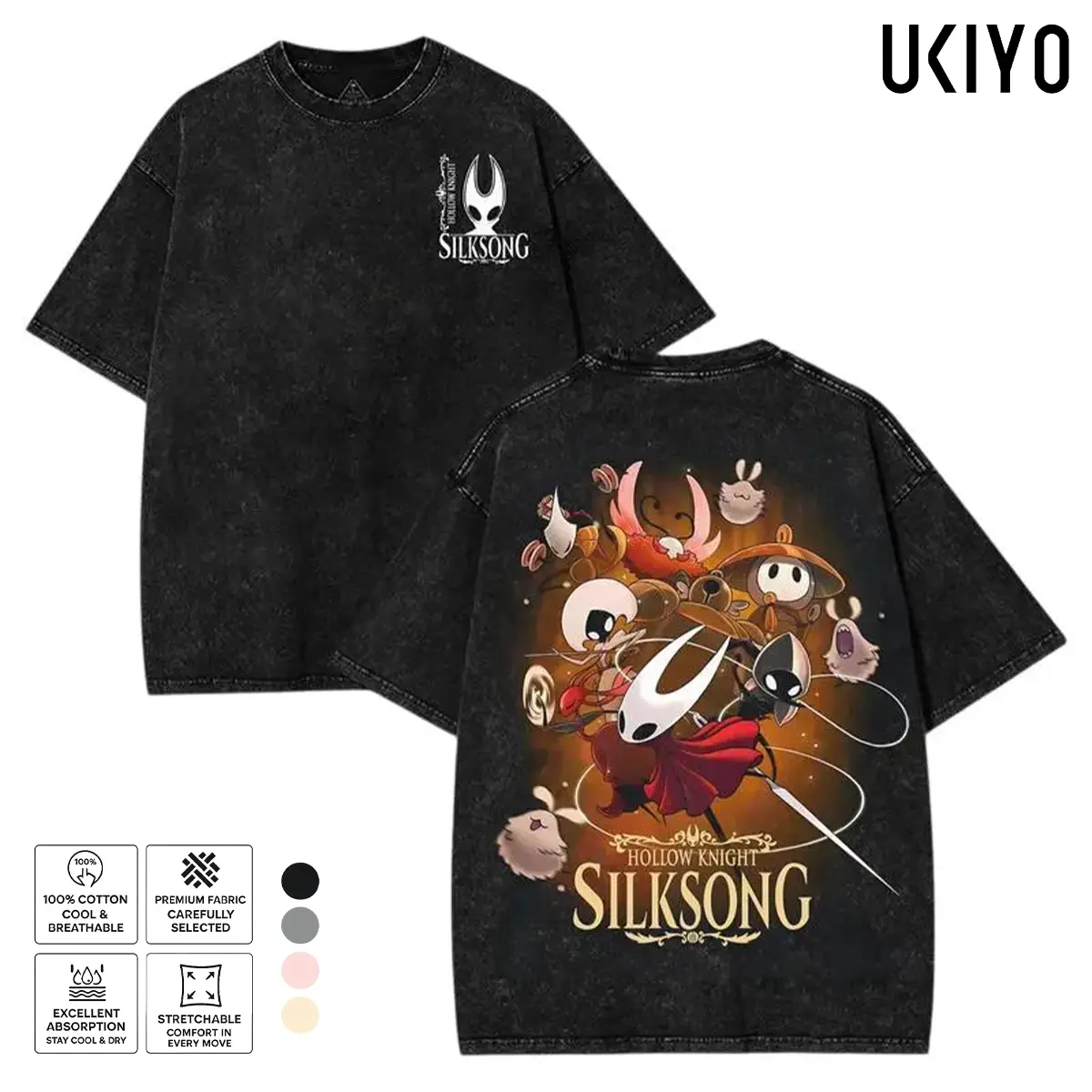 Hollow Knight Silksong Hornet Lace Graphic Tee | Vintage Mineral Washed Oversized T-Shirt | Heavyweight Cotton Premium Retro Gaming Menswear Streetwear Top