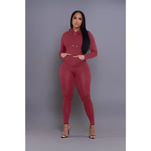 Just Vibing Seamless Zip Up Legging Set - Burgundy