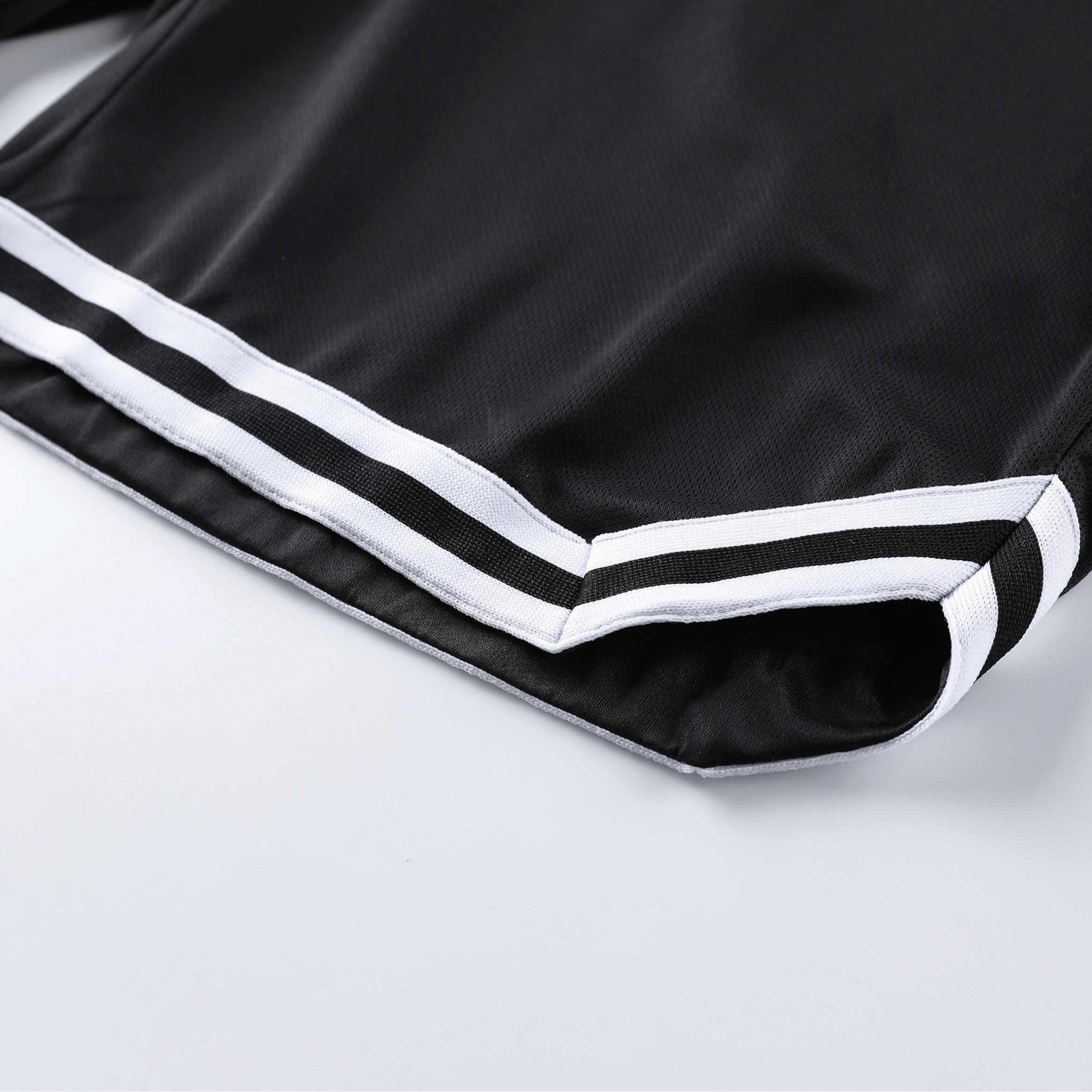 Men's Drawstring Basketball Shorts - Casual Summer Outdoor Sports & Gym Training Wear, Black & White Design with Pockets, Comfortable Fabric for Active Lifestyl