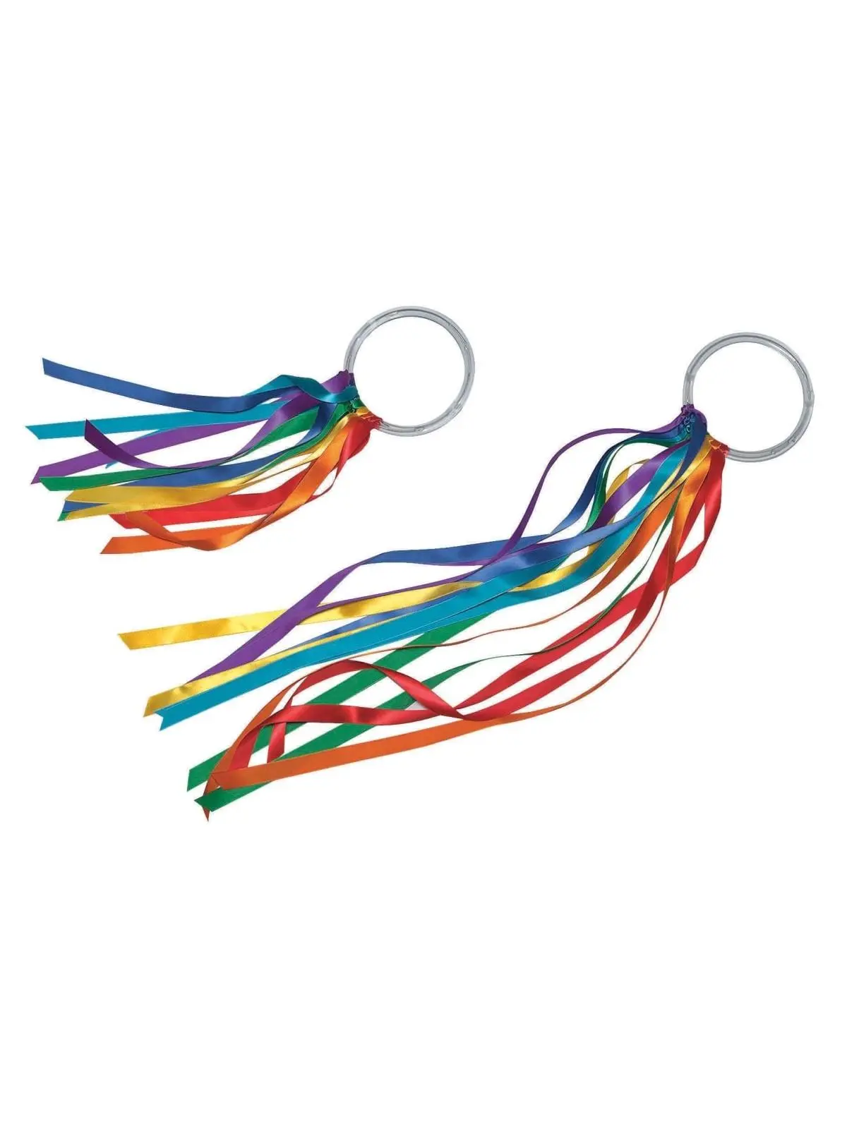 212 MAIN Rhythmic Gymnastics Dancing Hoops Set of 6 - Easy-Grip Plastic Rings, 12in Rainbow Ribbons, Tangle-Free, for Students, Boosts Creativity & Classroom Organization