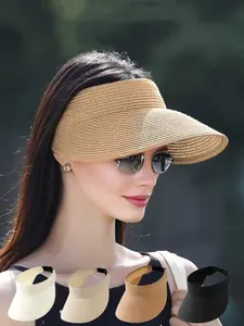 Foldable Bohemian Style Sun Hat, Women's Vintage Woven Bucket Hat, Portable Design, Suitable for Outdoor Activities and Daily Wear