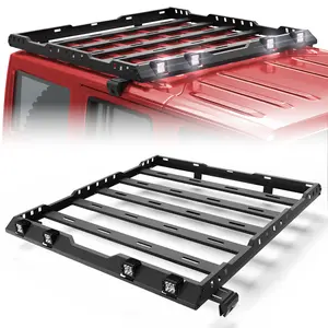 Roof Rack for 2007-2018 Jeep Wrangler JK with 4 LED Lights