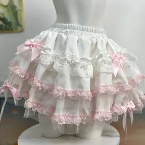 Japanese Sweet Y2k Mini Skirt Hot Girls Lolita High Waist Patchwork Bow Cute Skirt Harajuku Fashion Cake Skirts New