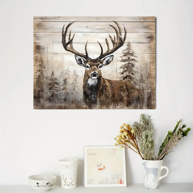 1pc Artistic Retro Rustic Minimalist Eco-Friendly Canvas Photo Print - Cotton Wall Decoration Artwork with Wilderness Deer, Halloween Home Decor for Bedrooms (Multi-Size: 40*60 cm, 30*45 cm), Fade Resistant