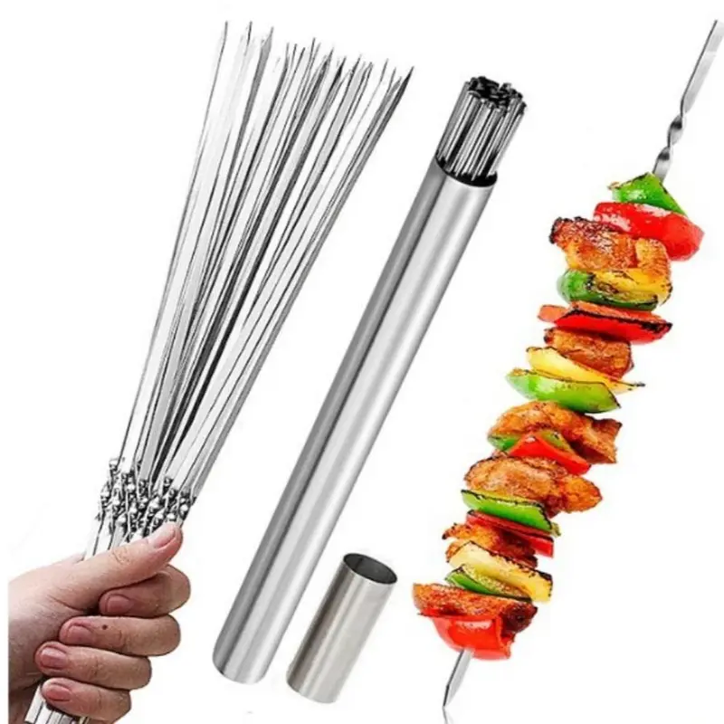 Stainless Steel Barbecue Skewer (1 Set), 45pcs Stainless Steel Meat Skewer Set, Barbecue Food Utensils, Kitchen Utensils, Summer Gift Ideas