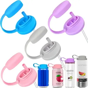 Reusable BPA-Free Silicone Soda Can Cover with Straw, Beverage Lid for Soda, Beer, Home Kitchen Use Drinkware