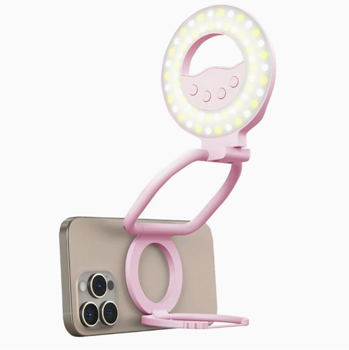 JOYTUTUS Premium Magsafe Compatible Magnetic Cellphone/Smartphone Holder with Foldable Metal Adjustable Ring Light Tripod, Portable Pocket-Sized Built-In Fill Light for Live Streaming, Photography