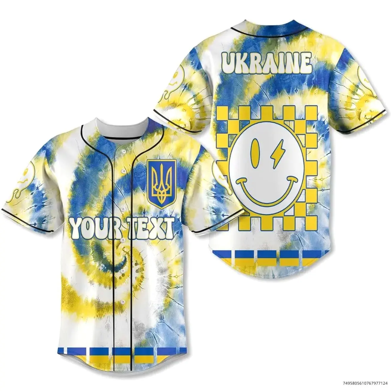 Ukraine Baseball Jersey Custom Tie Dye Style