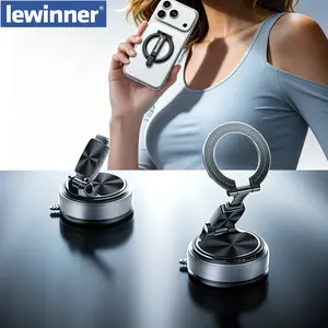 Lewinner Detachable Magnetic Car Phone Mount, 22N N52 Strong Hold, Vacuum Suction 3-Axis Adjustable, 2-in-1 Car & Desk Mount for iPhone Android Navigation Work