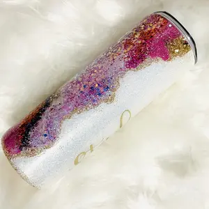 20 Oz. Glitter Geode Agate Custom Name Tumbler