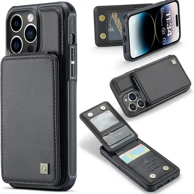 IPhone 16 Pro Case - Wallet Folio Flip Phone Case - Magsafe Wallet Case, Magnetic Flip Folio Leather Case, Support Wireless Charging, Shockproof - CAMERON