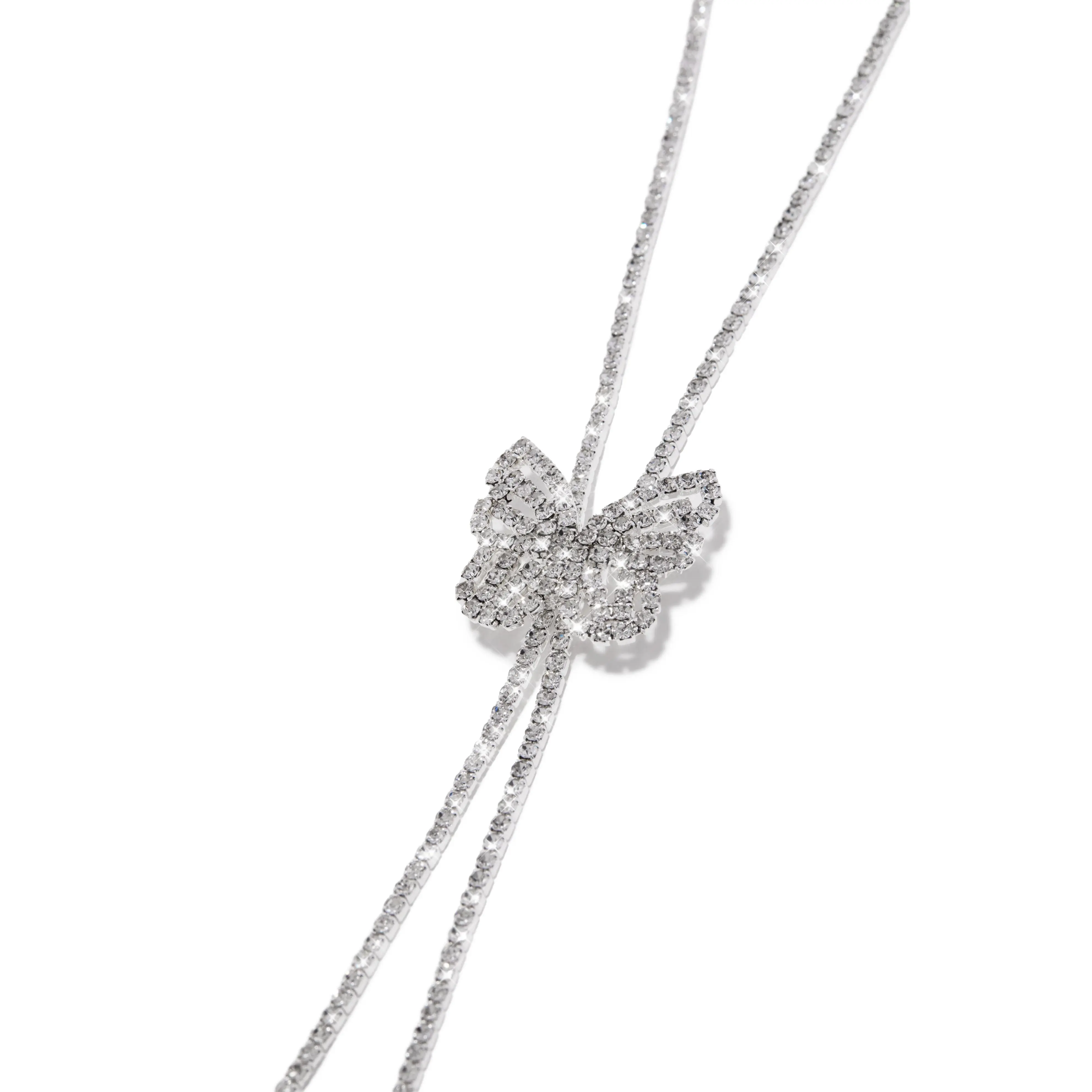 Mariposa Embellished Slide Necklace - Silver