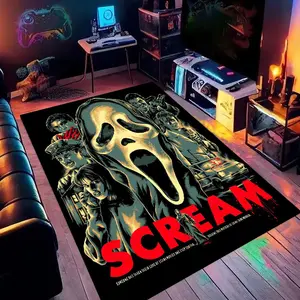 Scream (1) Cartoon Print Carpet, Home Living Room Bedroom Office Chair Under Carpet, Gift for Family and Friends, Christmas Decorative Carpet