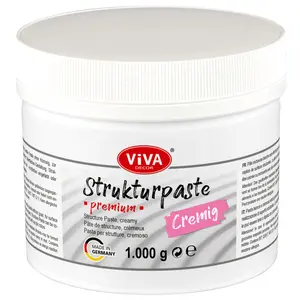 Viva Decor Textured Paste Premium Creamy (1000 g, White) Matte, Impasto Paste in Artist Quality, Colourable, Water-Based for Relief Surface Texture