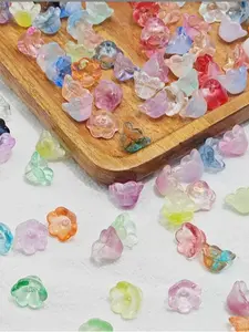 50pcs Glass Beads 7x12mm Bell Flower Loose Beads Windflower Bud Bells DIY Jewelry Hairpin Craft Material, Handmade Supplies, Beads Charms Accessories, Diy Beading Accessories