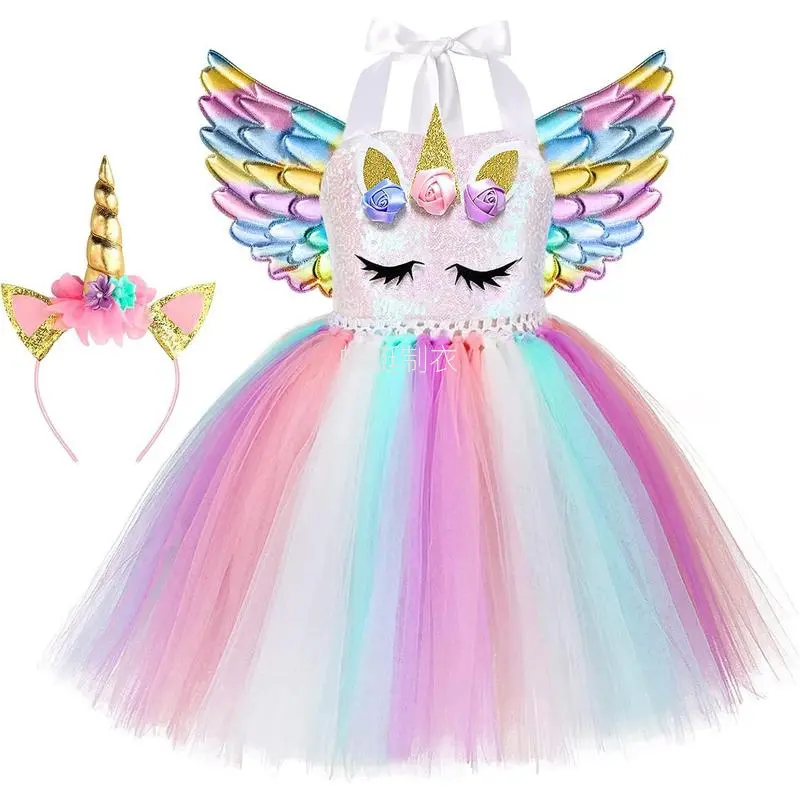 NewUnicorn Costumes  Girls LED Light Up Unicorn Princess Tutu Dress  Halloween Birthday Party for