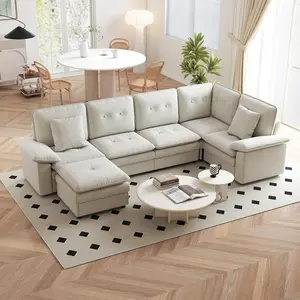 Oversized Modular Sectional Sofa Couch,6PCS DIY Cloud Couches with 2 Pillows, Modern Sofas Set with Deep Seat, No Assembly Required, Boneless Couches for Living Room