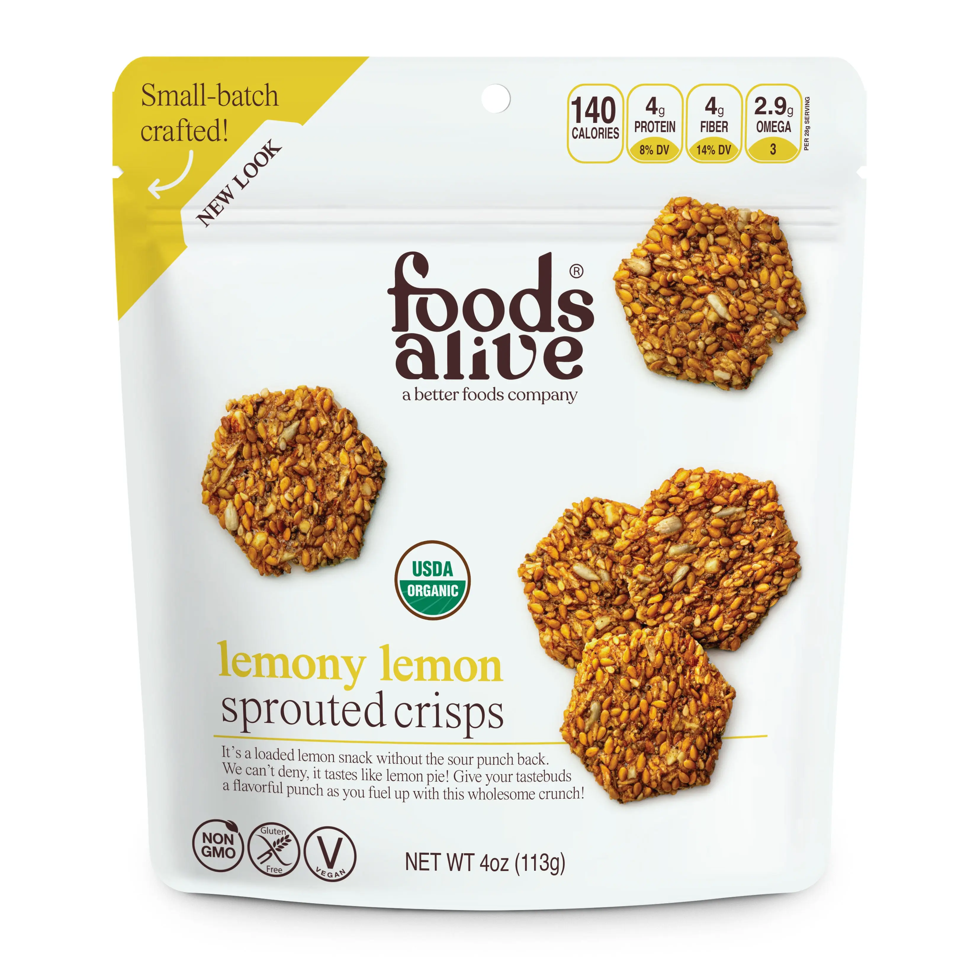lemony lemon - organic sprouted crisps lemony lemon - organic sprouted crisps
