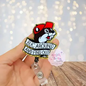Bucees Badge Reel – Bucees Themed Badge Reel, Funny Nurse ID Holder, Retractable Badge Reel for Work, Cute Healthcare Accessory