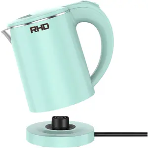 0.5L Small Portable Electric Kettle, Stainless Steel Travel Kettle, Fast Boil Teapot with Boil-Dry Protection & Auto Shut-Off, Perfect for Travel Cooking Coffee Tea Eggs (Green)